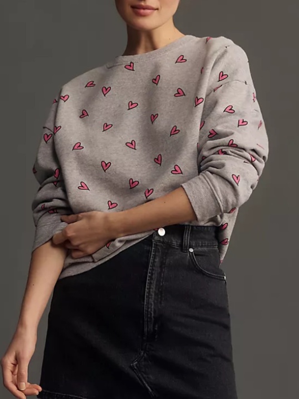 KULE THE OVERSIZED ALL OVER HEART SWEATSHIRT